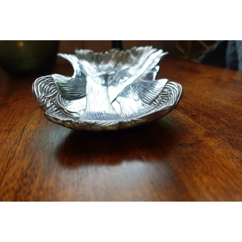 Vintage Fitz and‎ Floyd pewter leeks dish serving tray